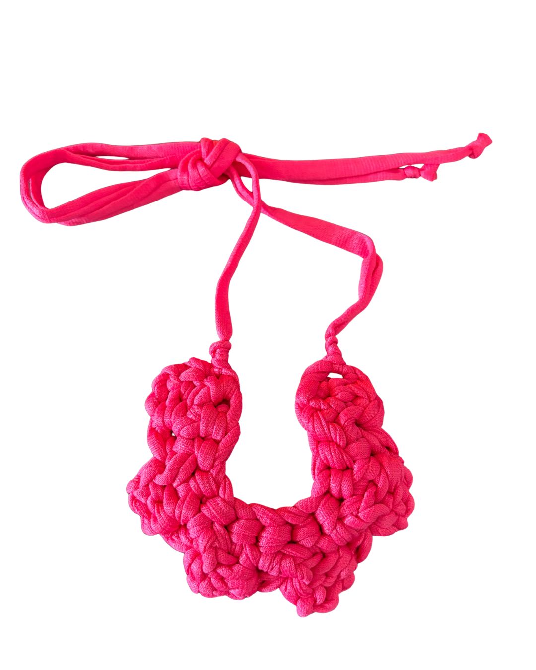 Collar Tejido Flor - Color Rosa Fuschia