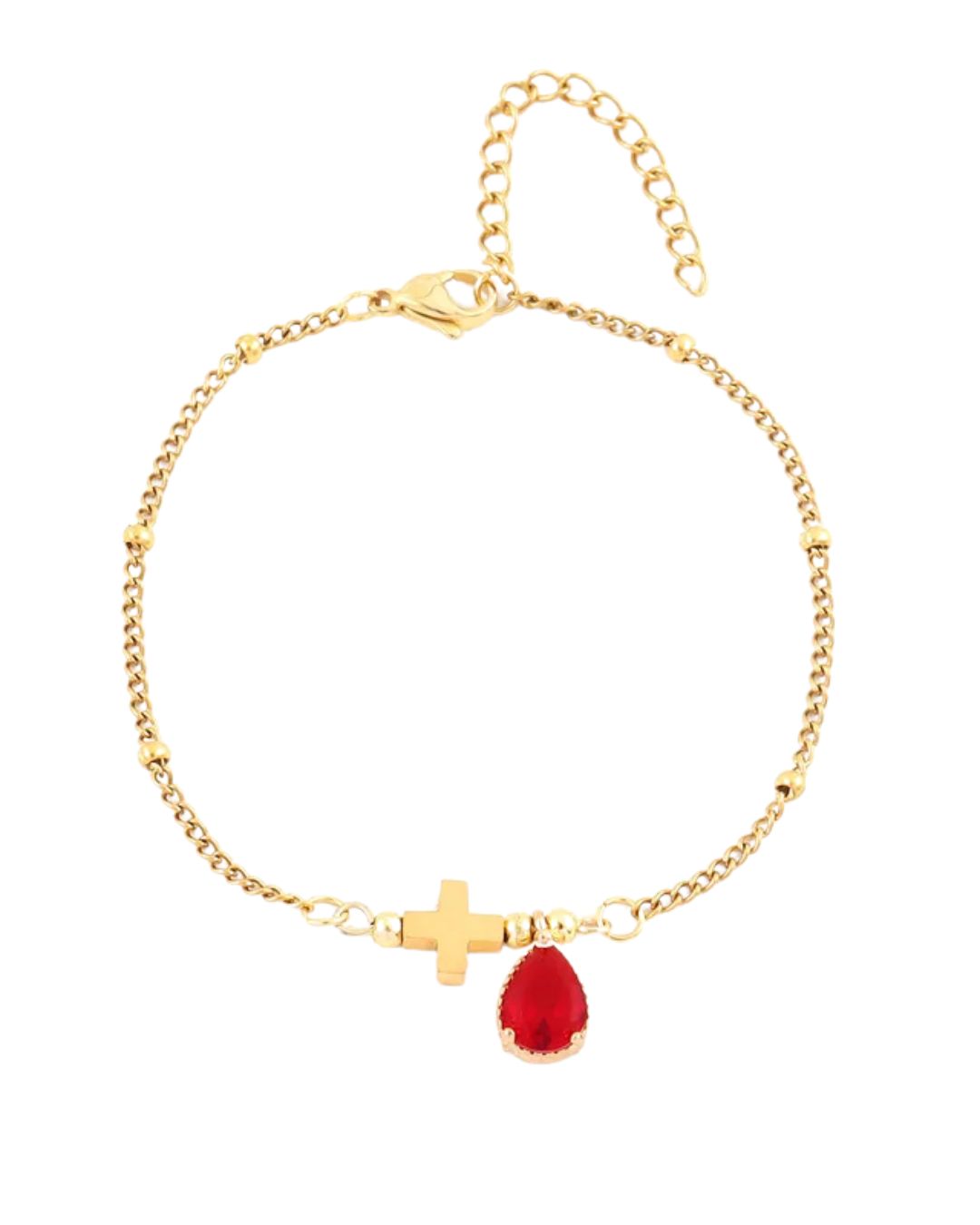 Pulsera "Fue por Amor" Oro - Stainless Steel y Piedra Cristal