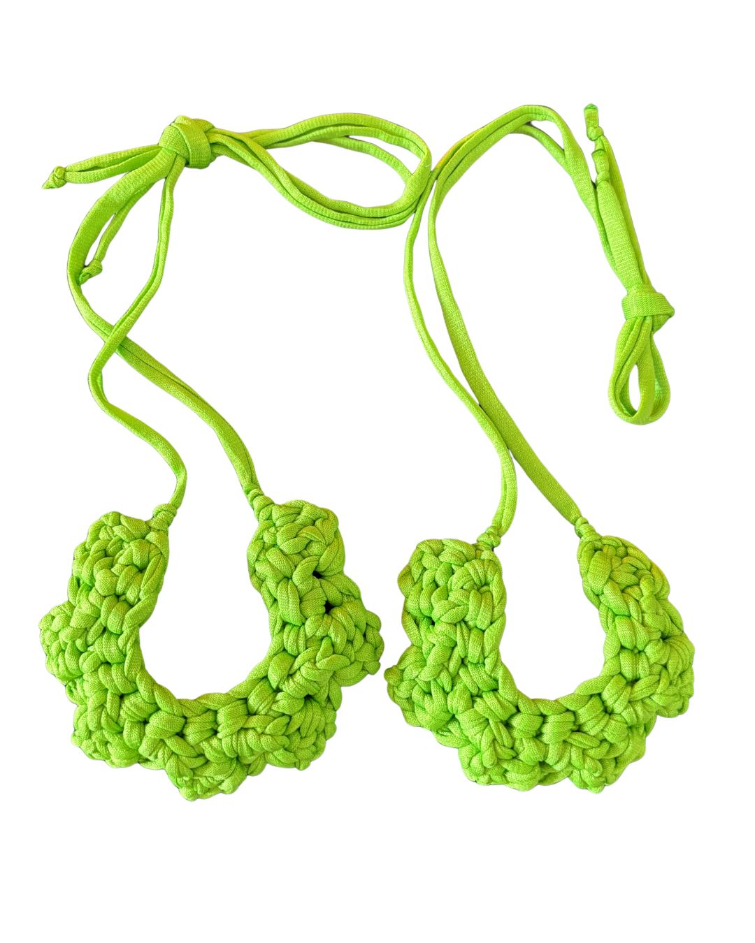 Collar Tejido Flor - Color Verde Manzana