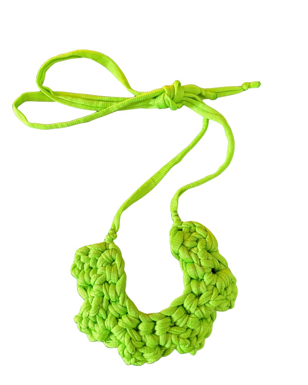 Collar Tejido Flor - Color Verde Manzana