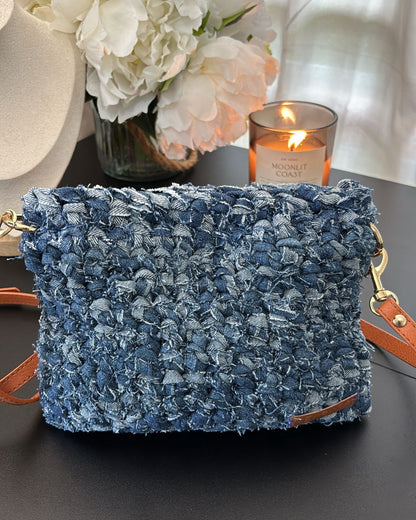 Catalina - Cartera Crossbody en Crochet con Denim Reciclado PRE-ORDEN