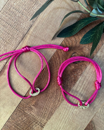 Pulsera "Milagro, se rodó la Piedra" Hilo y Charm Link Stainless Steel