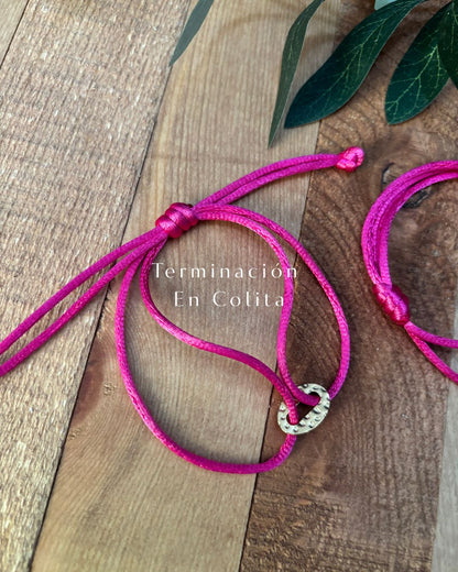 Pulsera "Milagro, se rodó la Piedra" Hilo y Charm Link Stainless Steel