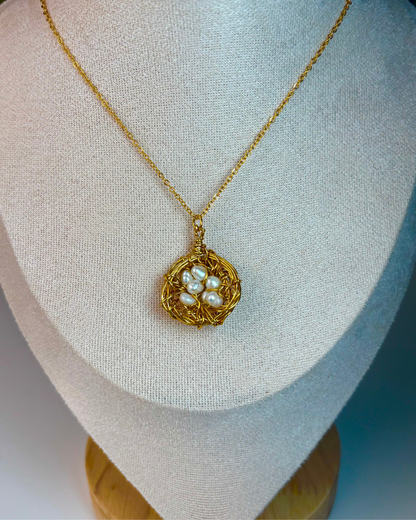 Cadena "Nido de Amor" Versión Original - En Alambre y Perlas Pequeñas (Por Pre-Orden)