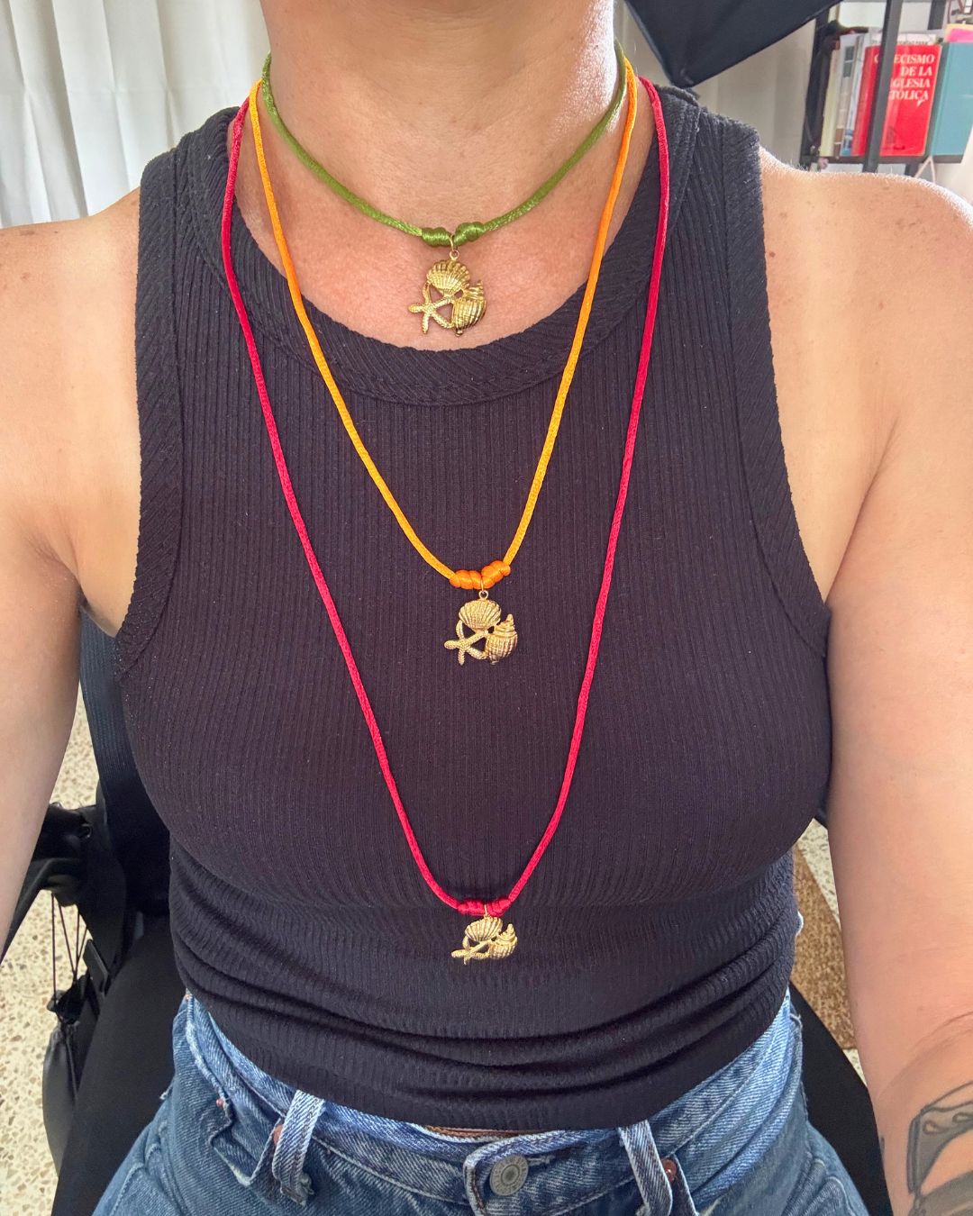 Collar de Hilo Ajustable - Charm Stainless Steel Caracoles y Estrella de Mar