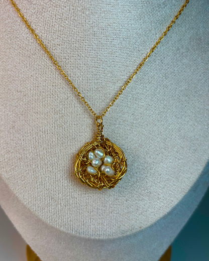 Cadena "Nido de Amor" Versión Original - En Alambre y Perlas Pequeñas (Por Pre-Orden)