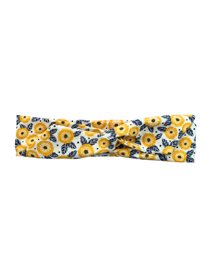 Flor Amarilla y Azul - Wire Headband (Bandana con Alambre)