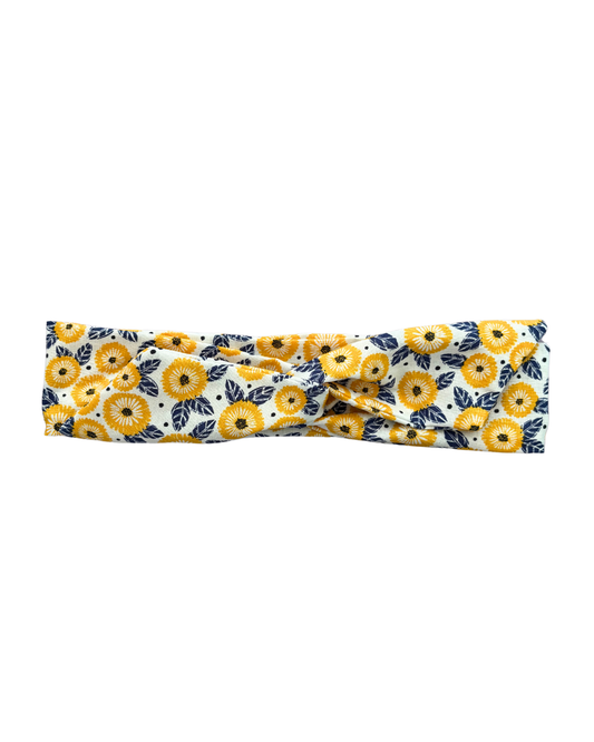 Flor Amarilla y Azul - Wire Headband (Bandana con Alambre)
