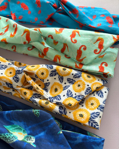 Flor Amarilla y Azul - Wire Headband (Bandana con Alambre)