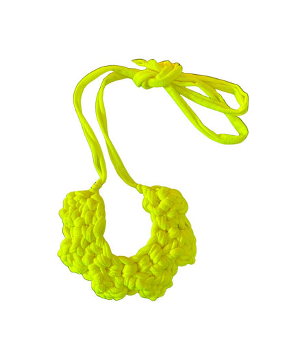 Collar Tejido Flor - Color Verde Neón