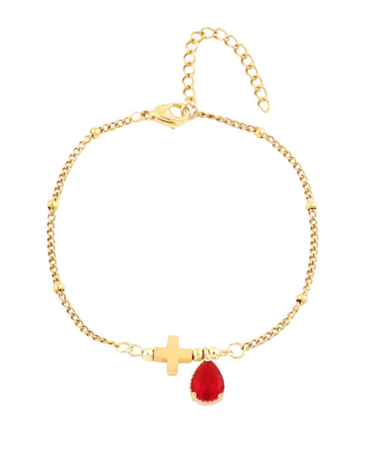 Pulsera "Fue por Amor" Oro - Stainless Steel y Piedra Cristal