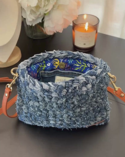 Catalina - Cartera Crossbody en Crochet con Denim Reciclado PRE-ORDEN
