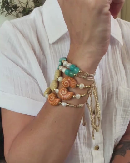 Pulseras de Verano En Hilo - Pez, Piedras Turquesa & Perlas Freshwater
